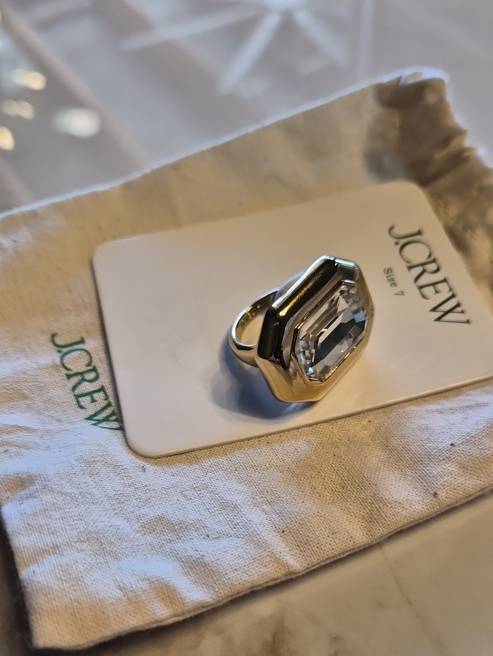NWT J. Crew Emerald-cut Cocktail Ring